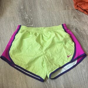 Nike Girl’s Vibrant Green and Pink Athletic Shorts
